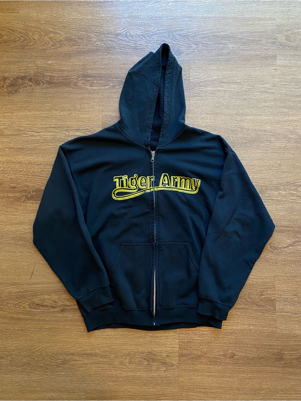 Y2K Tiger Army Black Zip-Up Hoodie